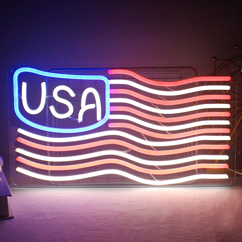 Led 미국 국기 패턴 네온 사인, 미국 서포터 라이트, 미국을 다시 멋지게 만들기, 숍 룸 파티 LED 벽 장식